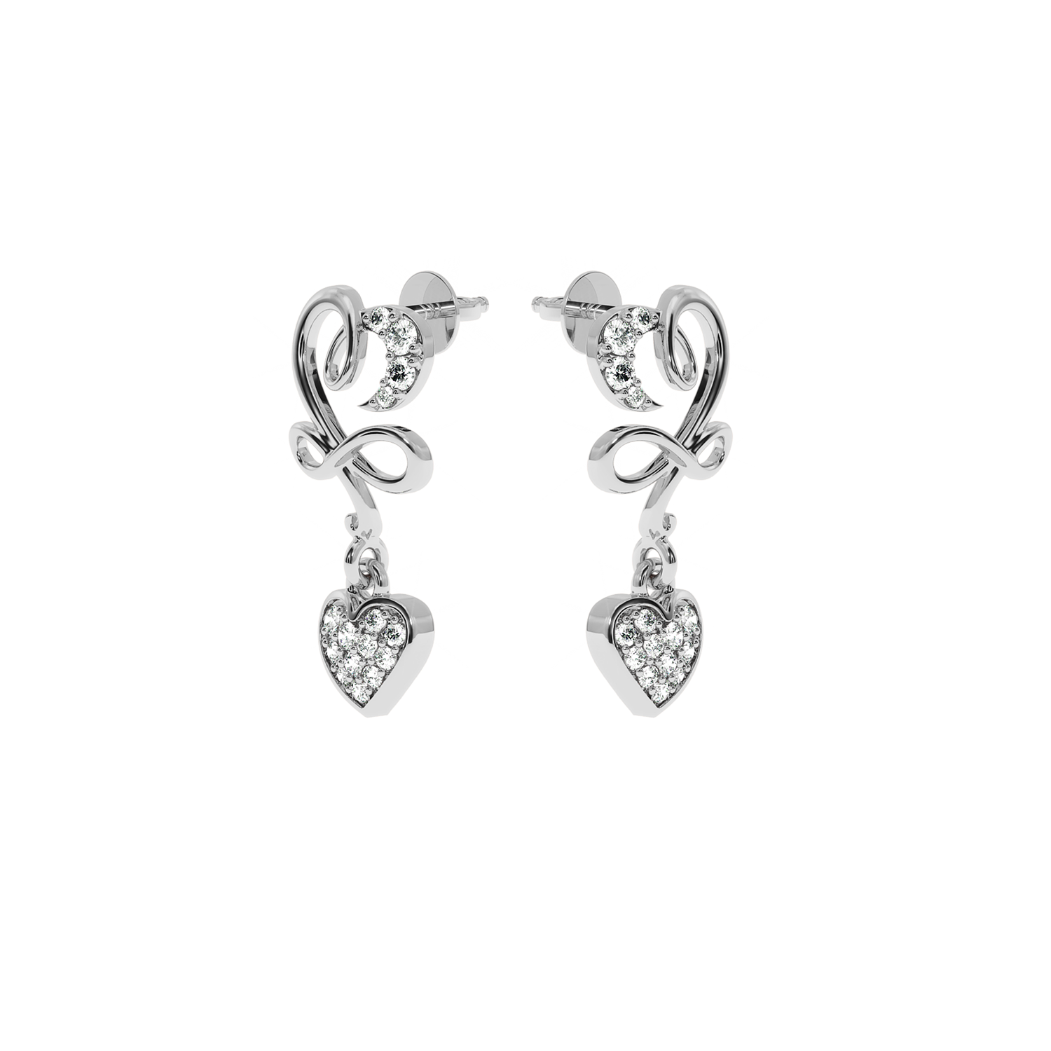 Solitairekart 0.19ct Lab Diamond Heart Infinity Earrings